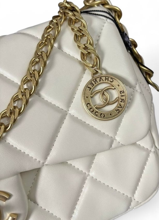 White Quilted Mini Flap Medallion Bag w/ Box | VIP/GWP