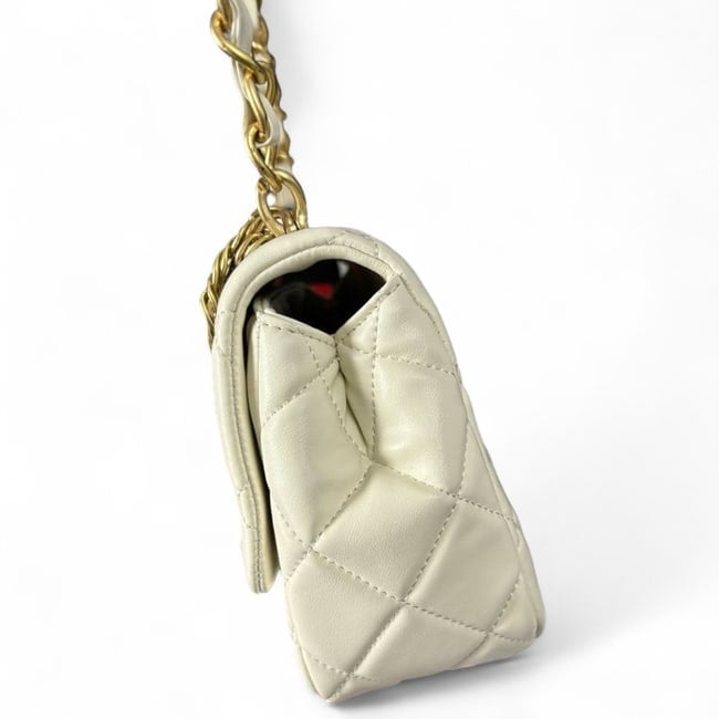 White Quilted Mini Flap Medallion Bag w/ Box | VIP/GWP