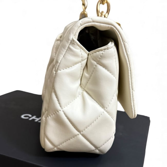 White Quilted Mini Flap Medallion Bag w/ Box | VIP/GWP
