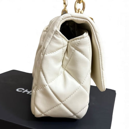 White Quilted Mini Flap Medallion Bag w/ Box | VIP/GWP