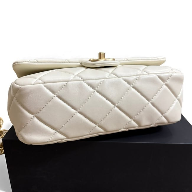 White Quilted Mini Flap Medallion Bag w/ Box | VIP/GWP