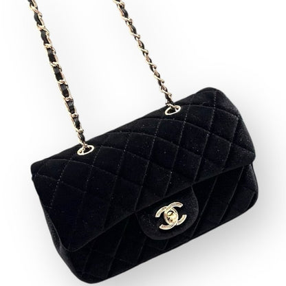Black Quilted Velvet Mini Flap Bag w/ Box | VIP/GWP