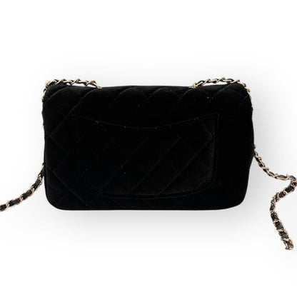 Black Quilted Velvet Mini Flap Bag w/ Box | VIP/GWP