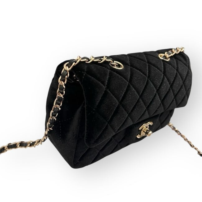 Black Quilted Velvet Mini Flap Bag w/ Box | VIP/GWP