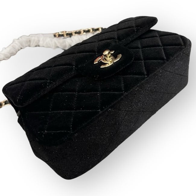 Black Quilted Velvet Mini Flap Bag w/ Box | VIP/GWP