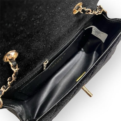 Black Quilted Velvet Mini Flap Bag w/ Box | VIP/GWP