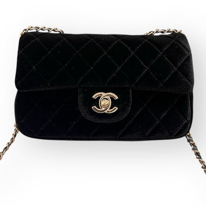 Black Quilted Velvet Mini Flap Bag w/ Box | VIP/GWP