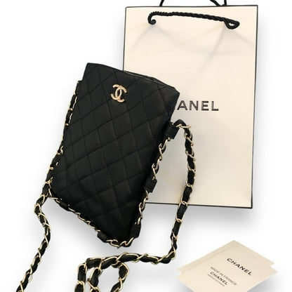 Large Quilted Black Card Holder On Chain | VIP/GWP