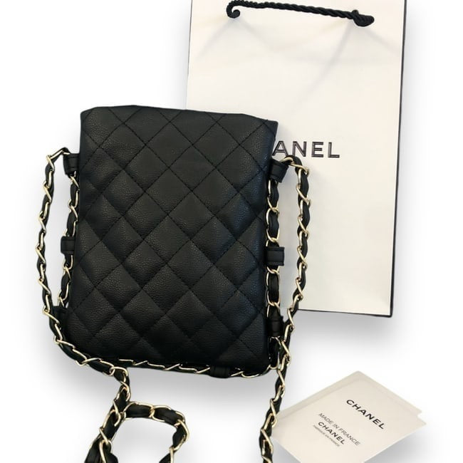 Large Quilted Black Card Holder On Chain | VIP/GWP