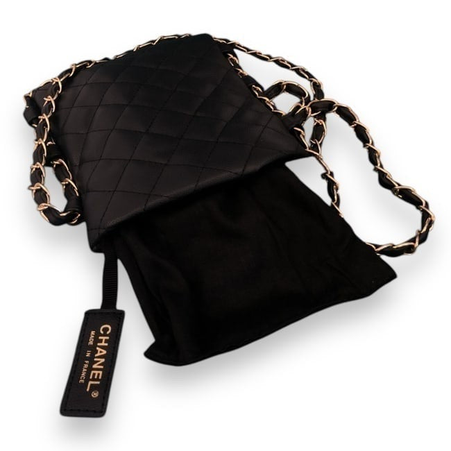 Large Quilted Black Card Holder On Chain | VIP/GWP