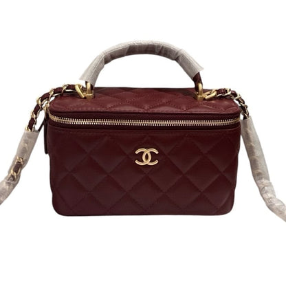 Deep Red Quilted Vanity Case & Chain With Box | VIP/GWP