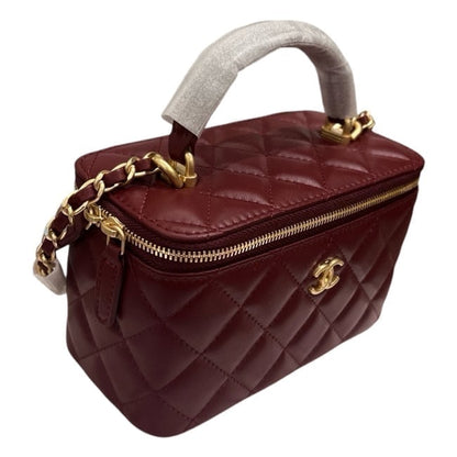 Deep Red Quilted Vanity Case & Chain With Box | VIP/GWP