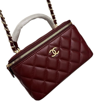 Deep Red Quilted Vanity Case & Chain With Box | VIP/GWP