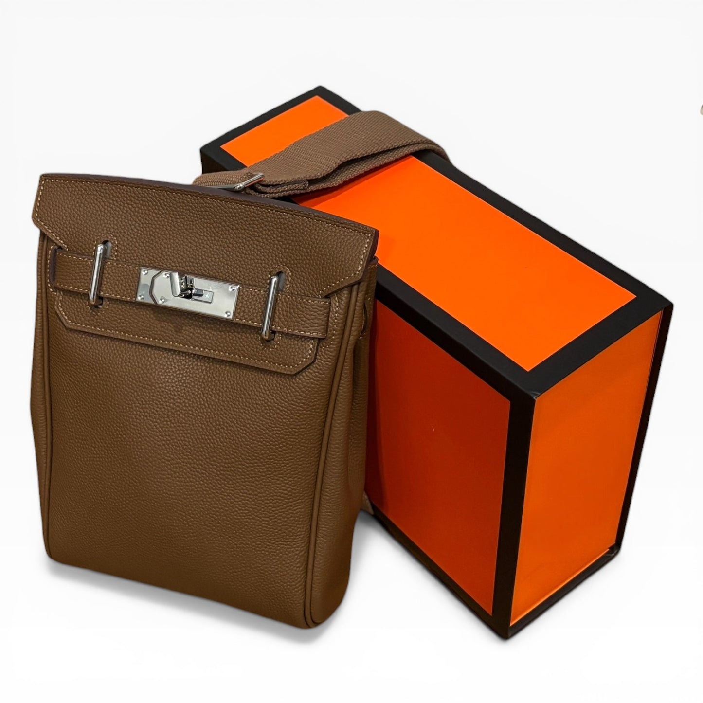 Dark Tan Silver Hac A Dos Bag, Lock & Key | VIP/GWP