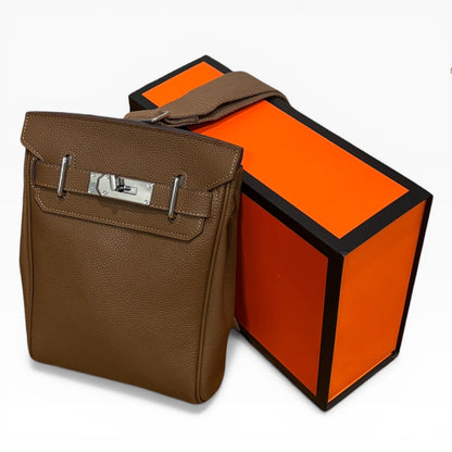 Dark Tan Silver Hac A Dos Bag, Lock & Key | VIP/GWP