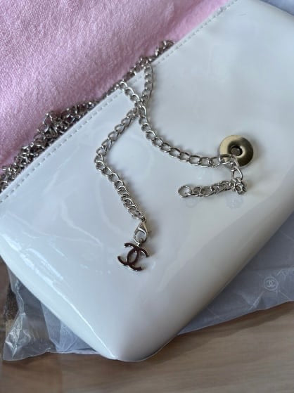White Pink & Silver Precision Line Front Clutch Bag | VIP/GWP