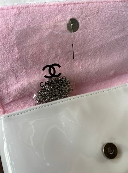 White Pink & Silver Precision Line Front Clutch Bag | VIP/GWP