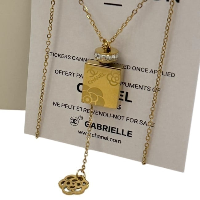 Perfume Bottle Rhinestone Lid Gabrielle Necklace | VIP/GWP