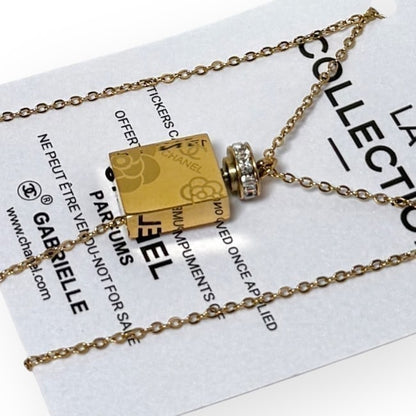 Perfume Bottle Rhinestone Lid Gabrielle Necklace | VIP/GWP