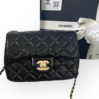 Quilted Black Mini Flap Bag With Gold Ball | VIP/GWP
