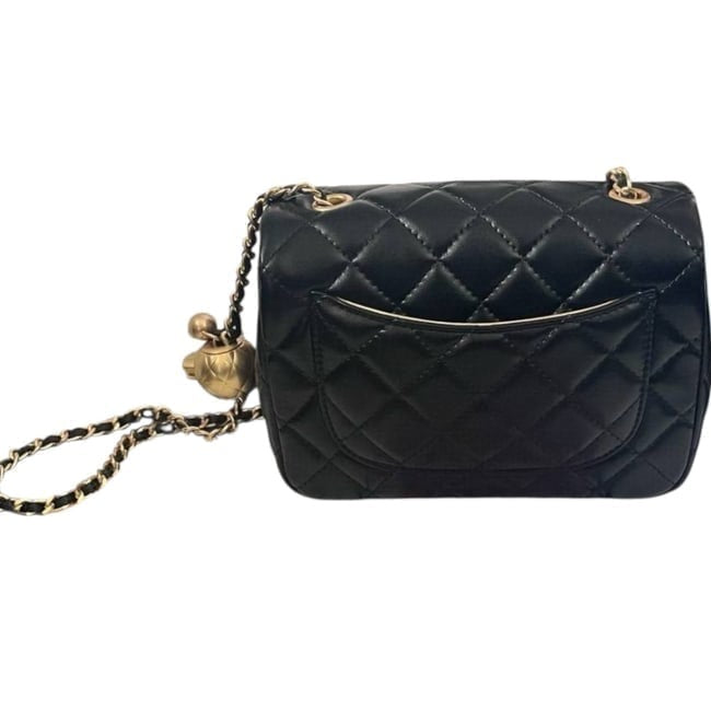 Quilted Black Mini Flap Bag With Gold Ball | VIP/GWP