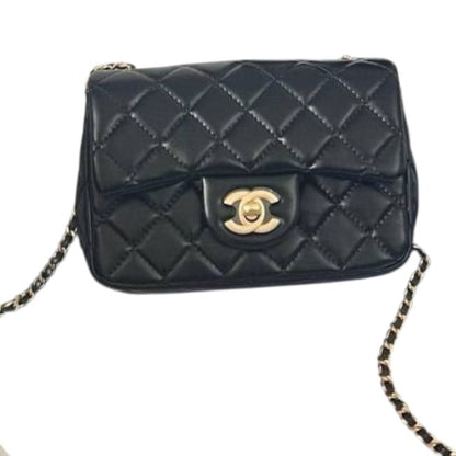 Quilted Black Mini Flap Bag With Gold Ball | VIP/GWP