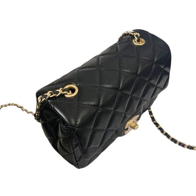 Quilted Black Mini Flap Bag With Gold Ball | VIP/GWP