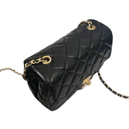 Quilted Black Mini Flap Bag With Gold Ball | VIP/GWP