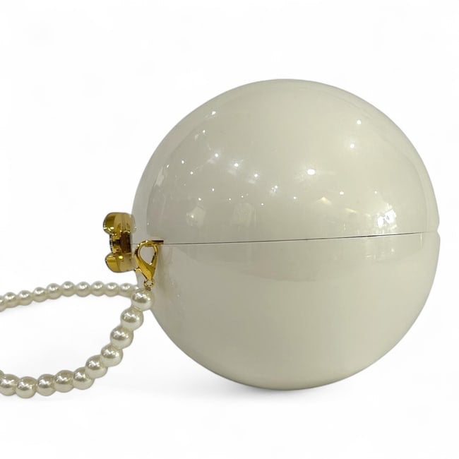 Collectors Pc. White Ball Clutch Rhinestone Detailed | VIP/GWP