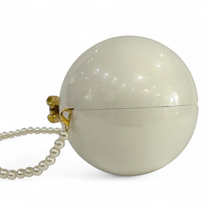 Collectors Pc. White Ball Clutch Rhinestone Detailed | VIP/GWP