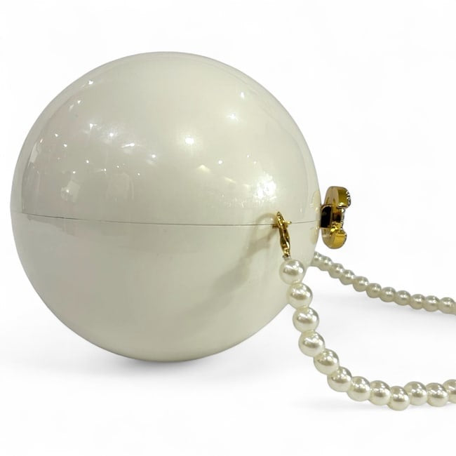 Collectors Pc. White Ball Clutch Rhinestone Detailed | VIP/GWP
