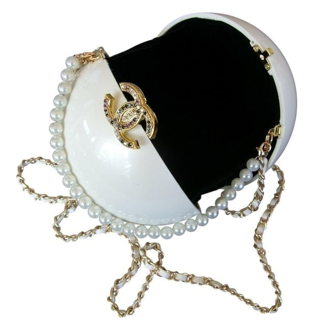 Collectors Pc. White Ball Clutch Rhinestone Detailed | VIP/GWP