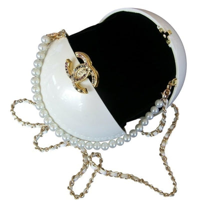 Collectors Pc. White Ball Clutch Rhinestone Detailed | VIP/GWP