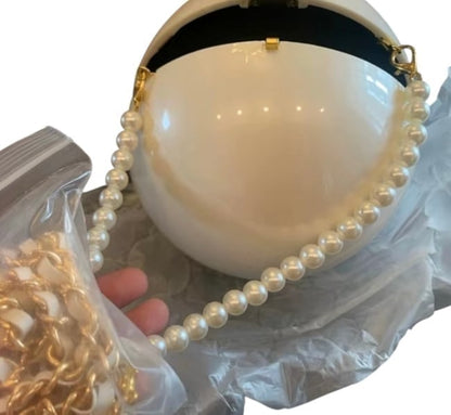 Collectors Pc. White Ball Clutch Rhinestone Detailed | VIP/GWP