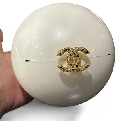 Collectors Pc. White Ball Clutch Rhinestone Detailed | VIP/GWP