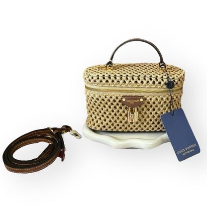 Woven Gold Long Vanity Case, Lock Key, w/ Box Bag | VIP/GWP
