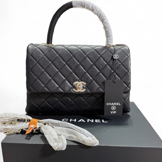 Large Black Quilted CoCo Top Handle Bag | VIP/GWP