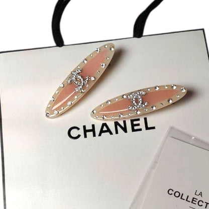 2Pc Coral Rhinestone CC Logo Hair Clips | Beaute
