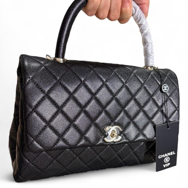 Large Black Quilted CoCo Top Handle Bag | VIP/GWP