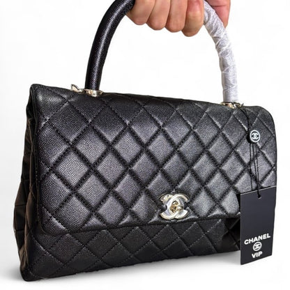 Large Black Quilted CoCo Top Handle Bag | VIP/GWP