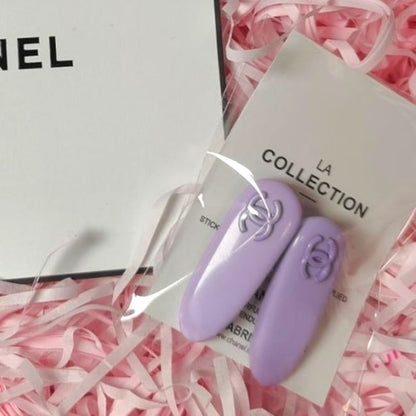 2Pc Purple CC Logo Tear Drop Hair Clips | Beaute