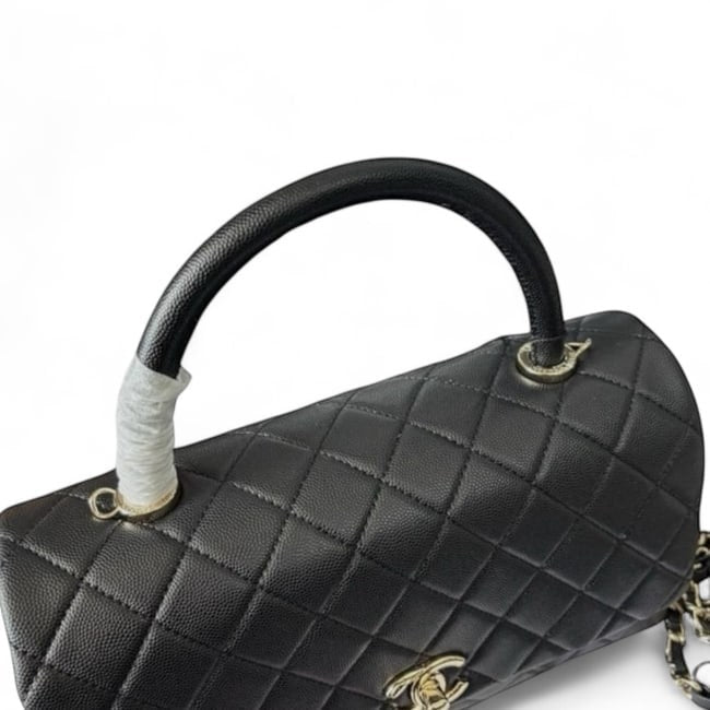 Large Black Quilted CoCo Top Handle Bag | VIP/GWP